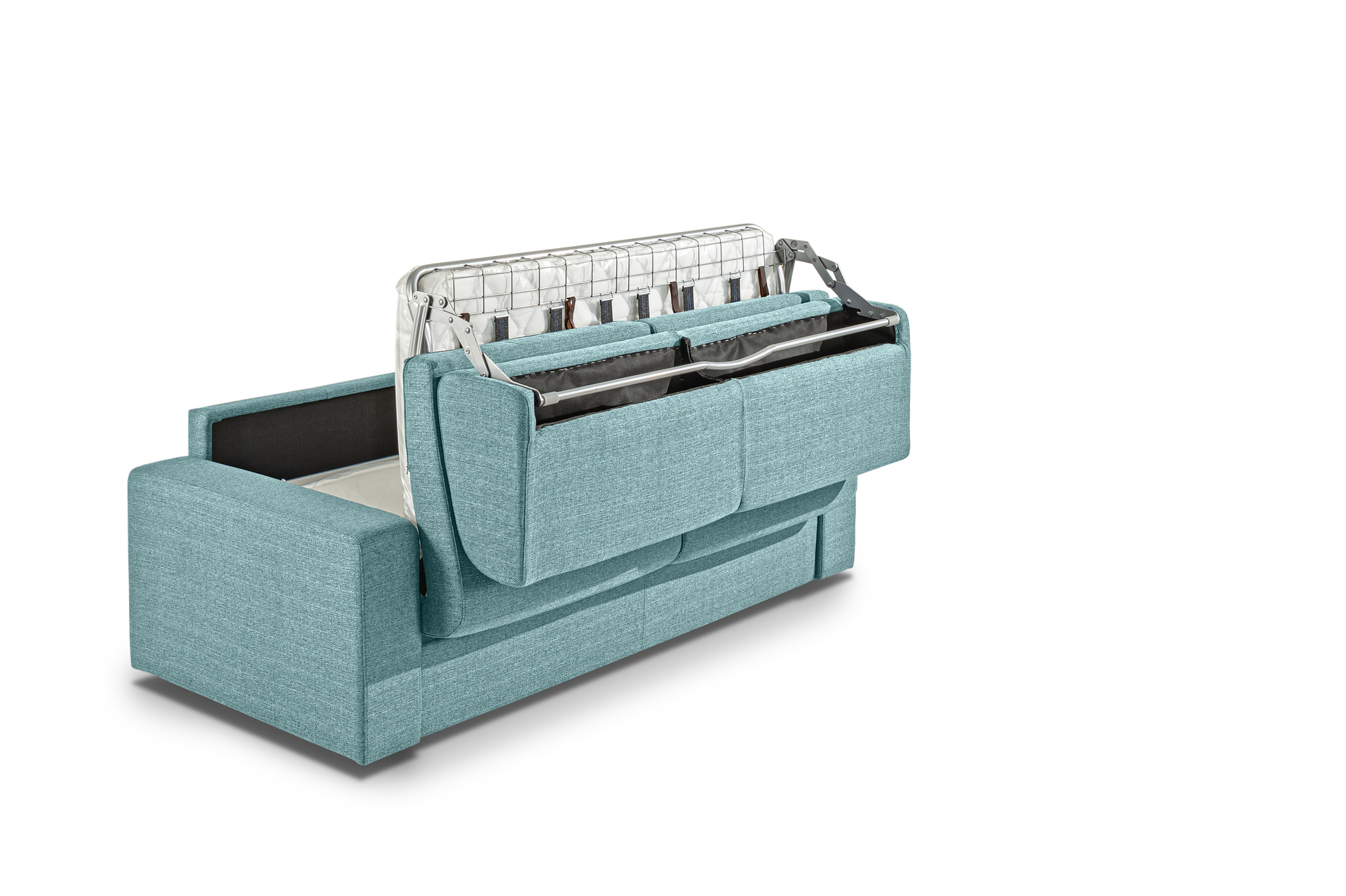 Canapea extensibilă cu saltea de 18 cm din textil bucle modern