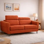 Canapea extensibila de 2,3 locuri modernă din textil rezistent si saltea caramiziu