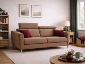 Canapea extensibila de 2,3 locuri modernă din textil rezistent si saltea maro Canapea extensibila de 2,3 locuri modernă din textil rezistent si saltea maro