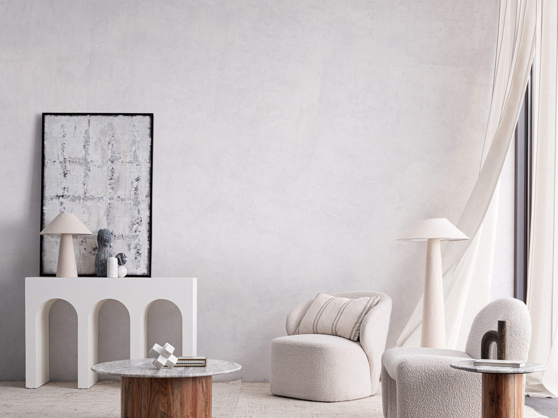 Modern,Interior,Design,With,Empty,White,Mock,Up,Wall,Background Modern interior design with empty white mock up wall background 3D Rendering, 3D Illustration; Shutterstock ID 2044272479; purchase_order: -; job: -; client: -; other: -