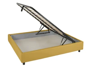 Pat matrimonial 140x200 din material bouclé cu tablie înaltă