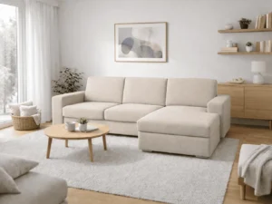 Coltar extensibil cu sistem ribalta comod pentru familie, bej