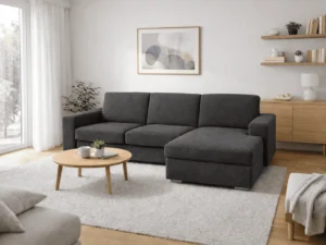 Coltar extensibil cu sistem ribalta comod pentru familie, gri inchis