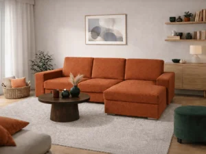 Coltar extensibil cu sistem ribalta comod pentru familie, teracota Coltar extensibil cu sistem ribalta comod pentru familie, teracota