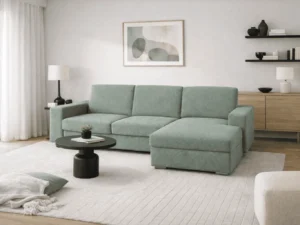 Coltar extensibil cu sistem ribalta comod pentru familie, vernil