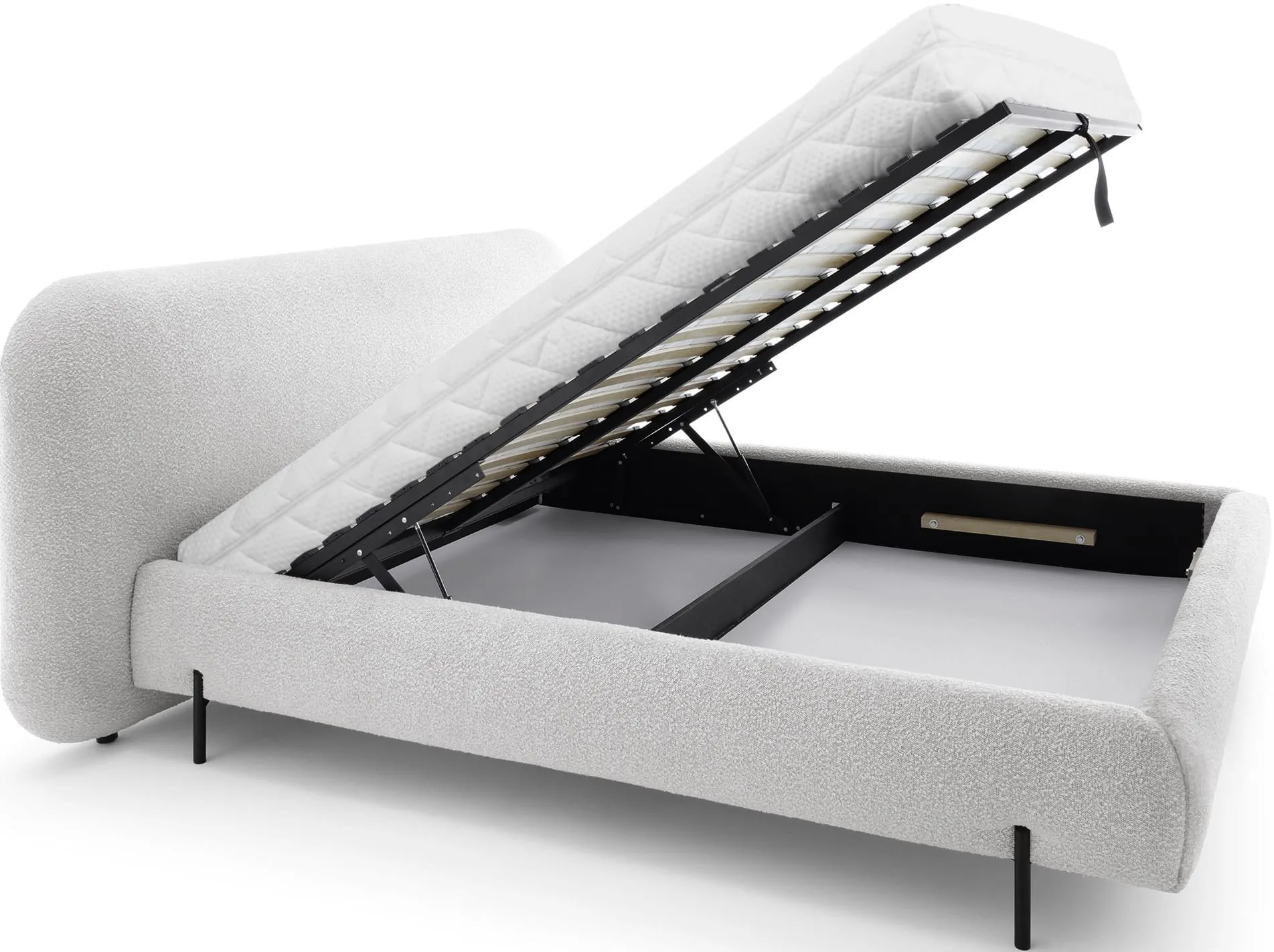 Pat matrimonial catifea alb cu tablie înaltă și design elegant Pat matrimonial catifea alb cu tablie înaltă și design elegant