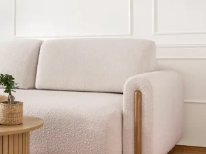 Canapea bej extensibilă arcadova cu spațiu de depozitare și textura bucle Canapea bej extensibilă arcadova cu spațiu de depozitare și textura bucle