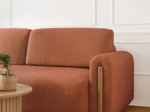 Canapea modernă scandinava extensibilă Acadova cu ladă de depozitare și textura bucle Canapea modernă scandinava extensibilă Acadova cu ladă de depozitare și textura bucle