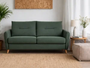 Canapea extensibilă cu saltea de si brate subtiri verde Canapea extensibilă cu saltea de si brate subtiri verde